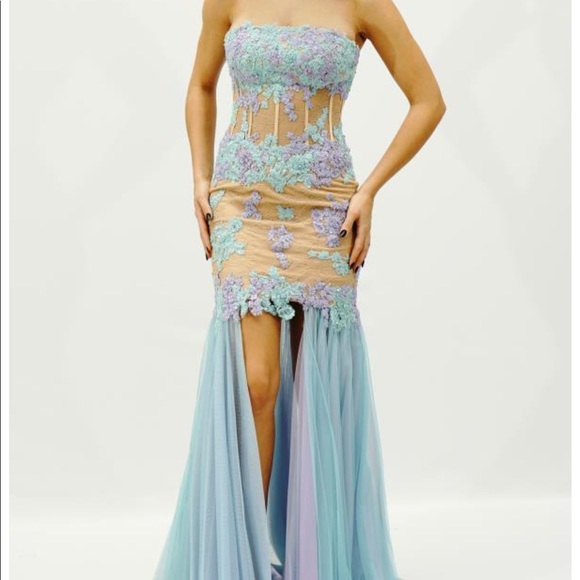 Sherri Hill elegant Purple High Low Prom Dress